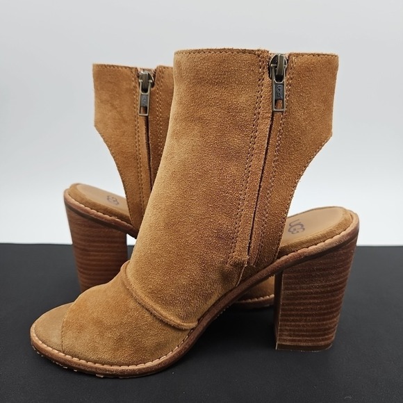 UGG Valencia Peep Toe Heeled Ankle Boots Booties Women's Size 7 New - Picture 5 of 8